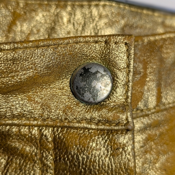 Vintage Distressed Gold Wide Leg Leather Pant 1X - Picture 6 of 14